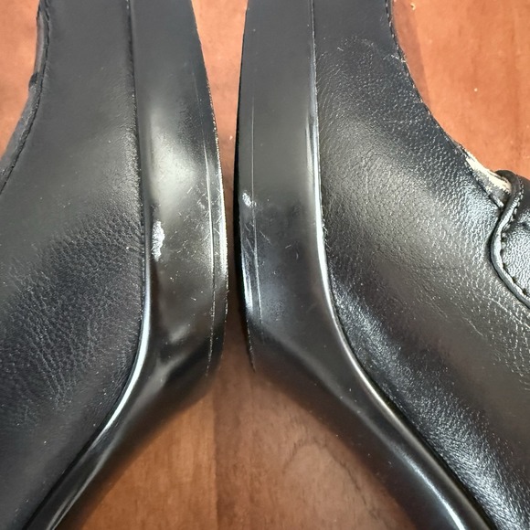 Bella Vita Black Leather Leopard Print Embossed Retro Mules Clogs Women Size 8W - Picture 8 of 13